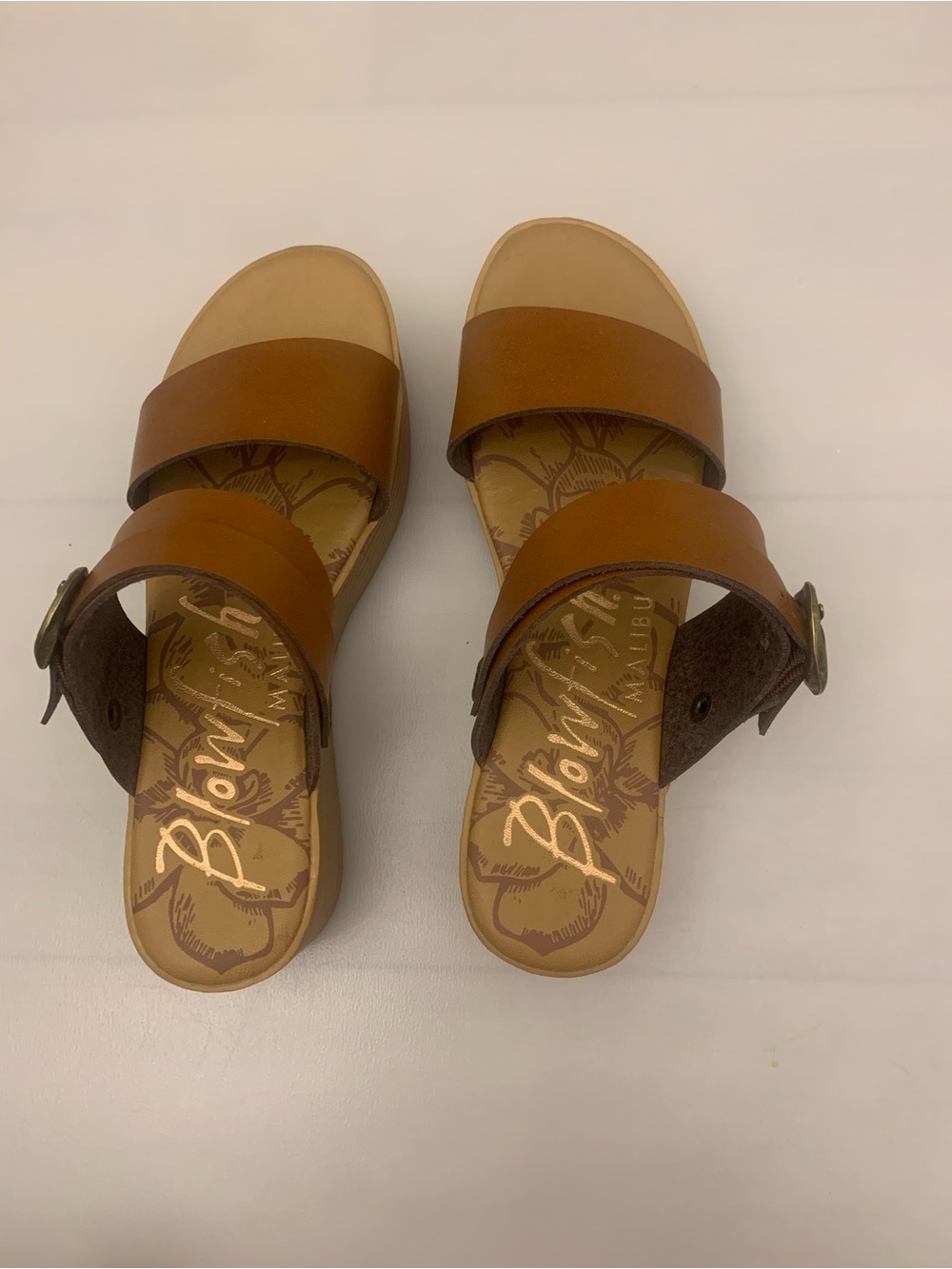 Blowfish Malibu Cognac Platform Sandals Size 8